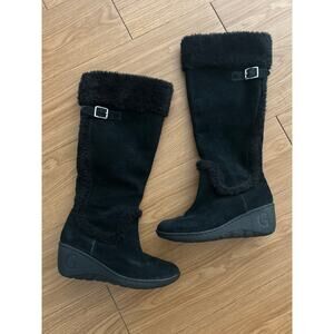 GUESS Faux Fur Suede Mid Calf Winter Boots Women Size 7M GUC